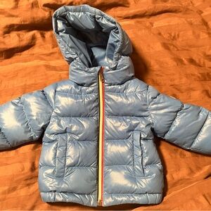 Moncler Glossy Sky Blue Kids Puffer Coat